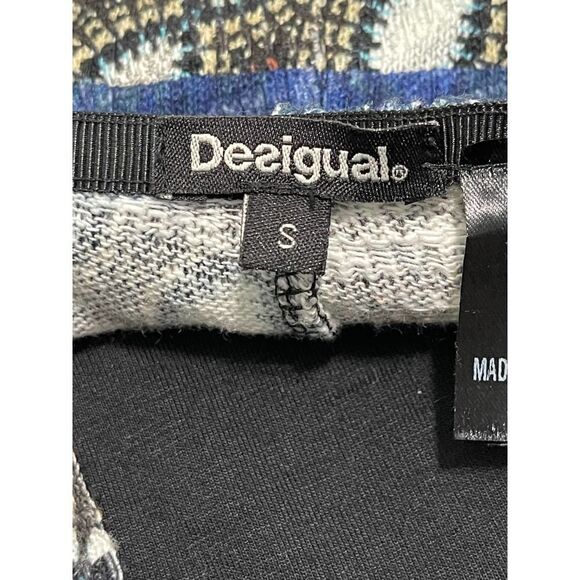 Desigual Jamil Geometric Short Sleeve Cardigan Tank Top Combo Small Black Red - Picture 3 of 14